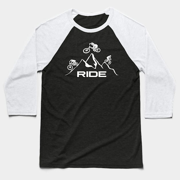 Ride Mountain Bike Baseball T-Shirt by BIGUP